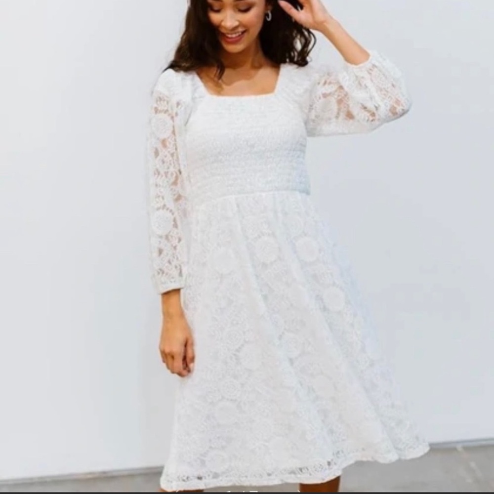 Baltic Born Brisbane White Lace Midi Dress / Size 1XL